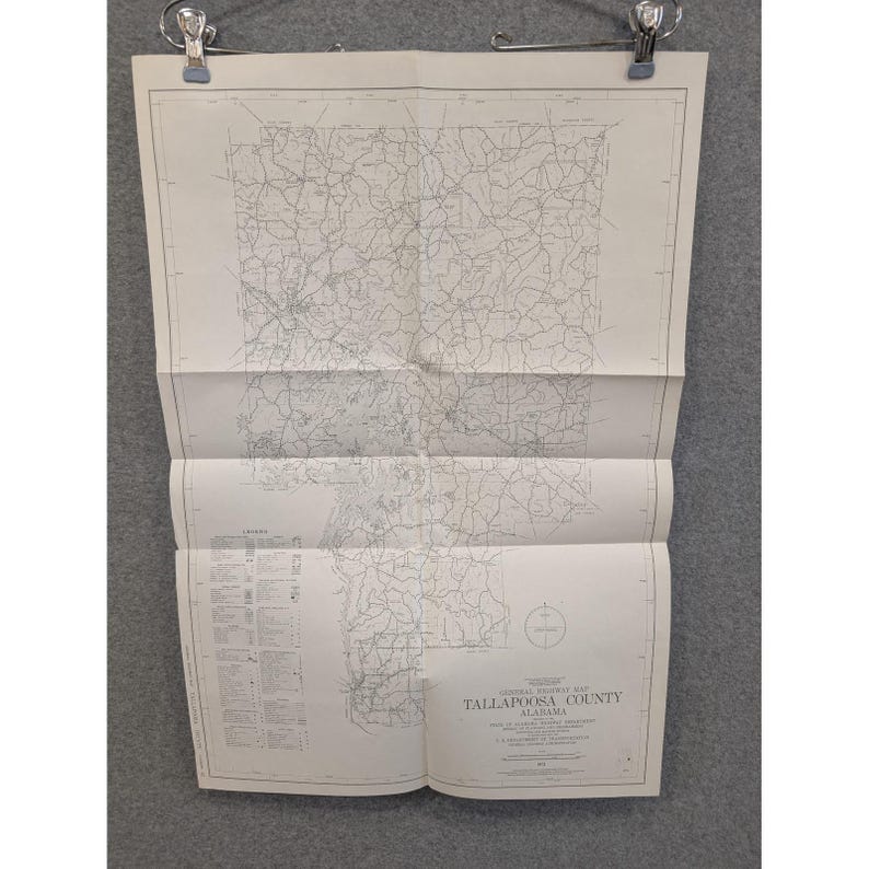VTG 1973 General Highway Map Tallapoosa County Alabama 26" x 18" Alexander City image 1