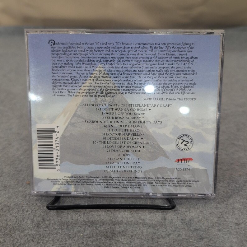 Klaatu Peaks CD Compilation Progressive Rock 1993 Attic Records ACD 1374 image 2