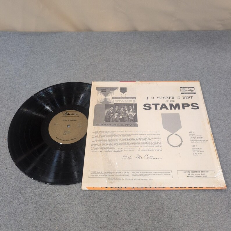 J.D. Sumner and the Best of the Stamps Vinyl LP Skylite SLP 6058 Stereo Gospel image 2
