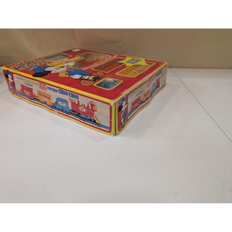 Ensemble vintage de train Western Choo-Choo MICKEY MOUSE par Durham - Boîte effet vieilli image 3
