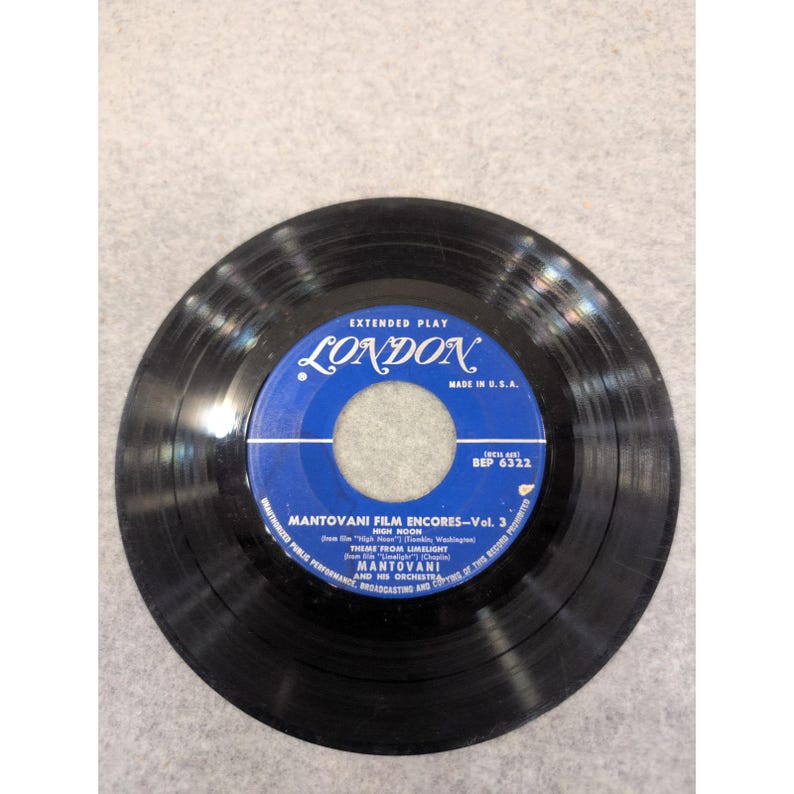 Mantovani Film Encores Vol 3 London Records BEP 6322 Vinilo EP de 7 pulgadas 45 RPM imagen 2