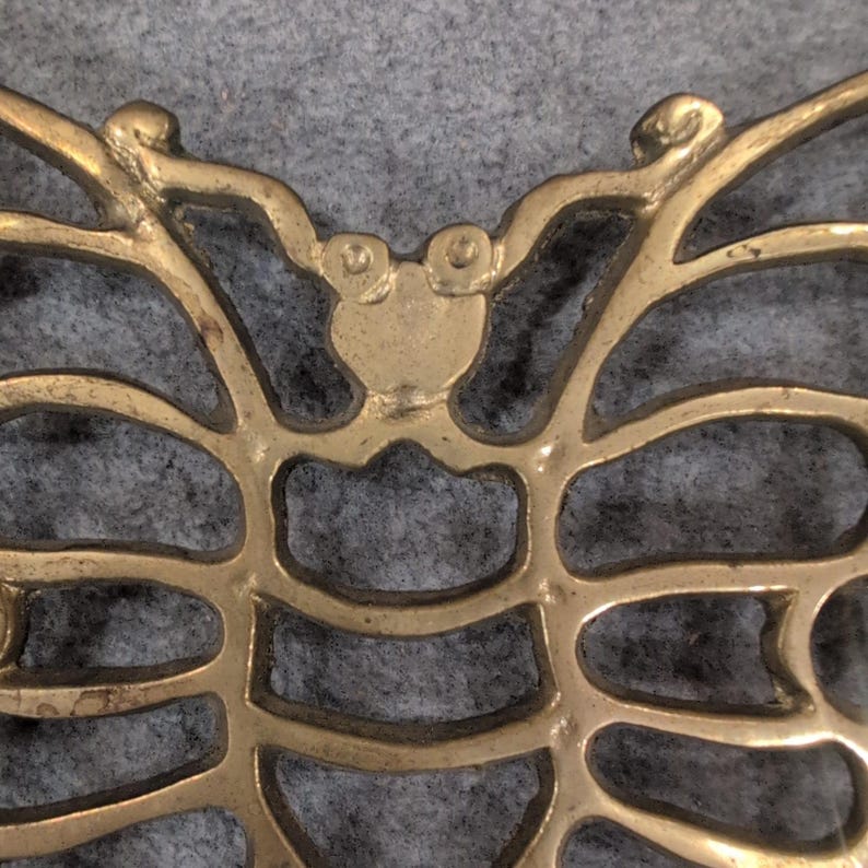 Vintage Solid Brass Butterfly Trivet Decorative Wall Hanging Gold Tone NA311 image 2