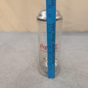 Coca-Cola Glass Straw Dispenser Chrome Lid Vintage Soda Fountain Style image 5