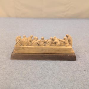 Vintage 1967 Germany Last Supper Miniature Figurine Wood Base Religious Diorama image 5