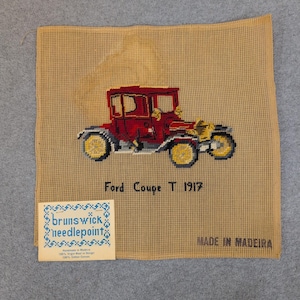 Brunswick Needlepoint 1917 Ford Coupe T Finished Wool Canvas P-946 Handmade image 1