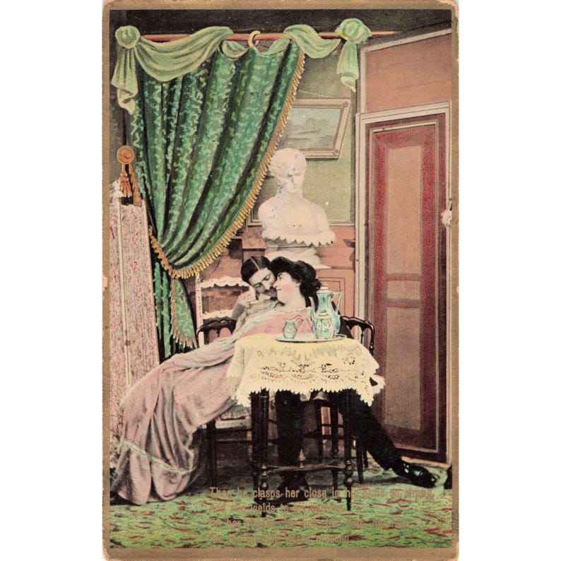 Cartolina vintage RPPC del 1910 raffigurante una coppia romantica, Germania, Sheboygan, Wisconsin, timbro postale 3025. immagine 1