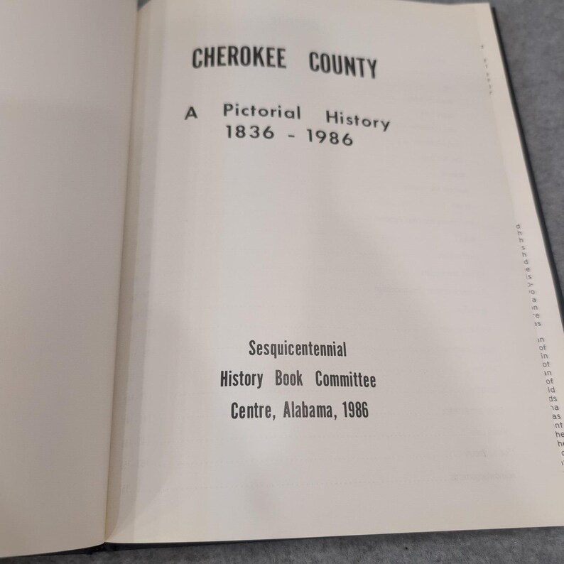 Cherokee County Alabama A Pictorial History 1836-1986 Hardcover Book Centre image 2