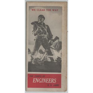 1946 US Army Corps of Engineers WWII Overseas History Fold-Out Brochure VG image 1