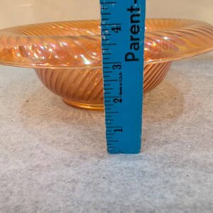 Vintage Marigold Iridescent Carnival Glass Swirl Ribbed Decorative Bowl image 7