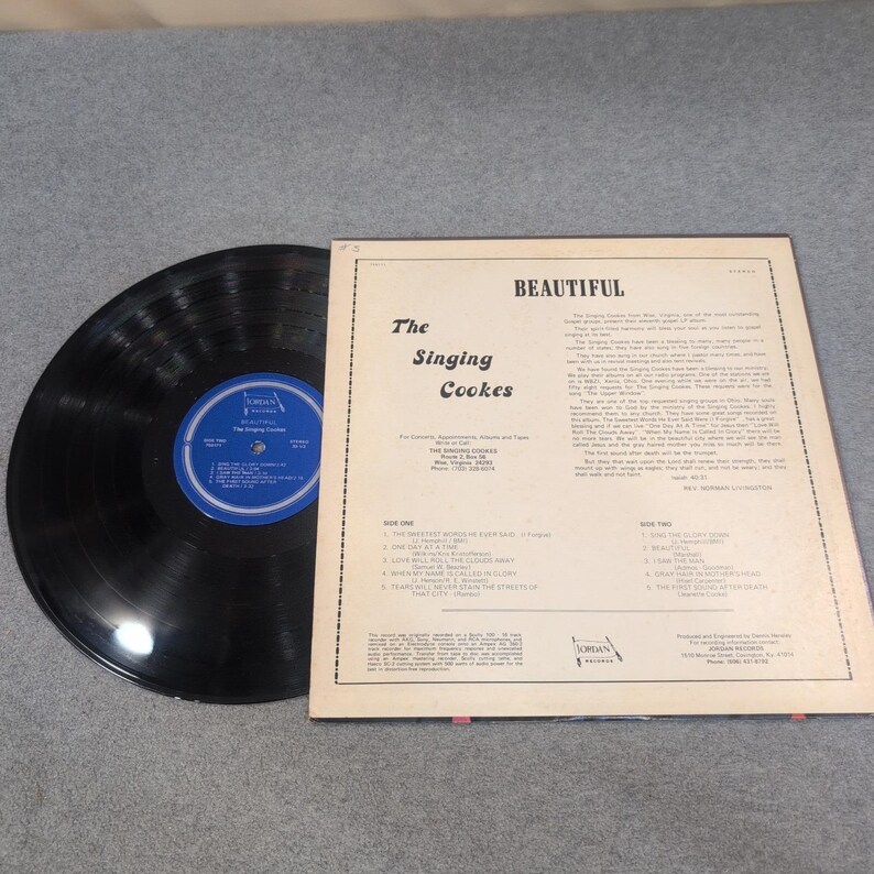 The Singing Cookes Beautiful Vinyl LP Jordan Records Southern Gospel 750171 image 2