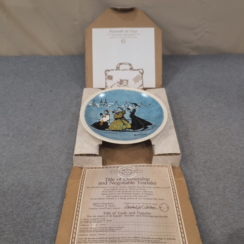 Norman Rockwell When in Rome Limited Edition Collector Plate Newell Pottery image 4
