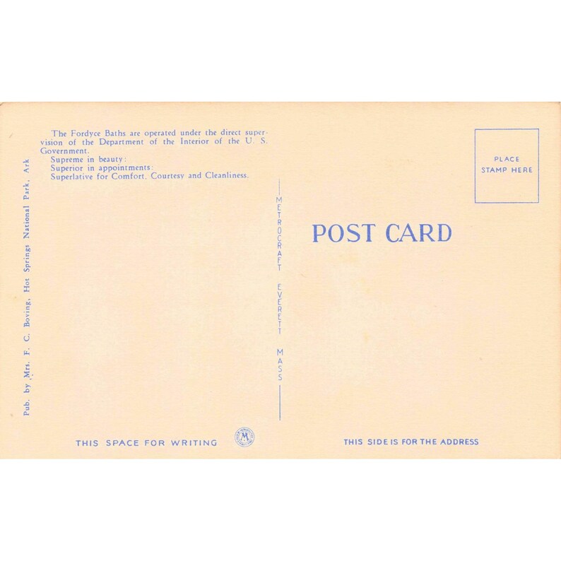 Fordyce Baths Hot Springs National Park AR linnen ansichtkaart c1940 Metrocraft afbeelding 2
