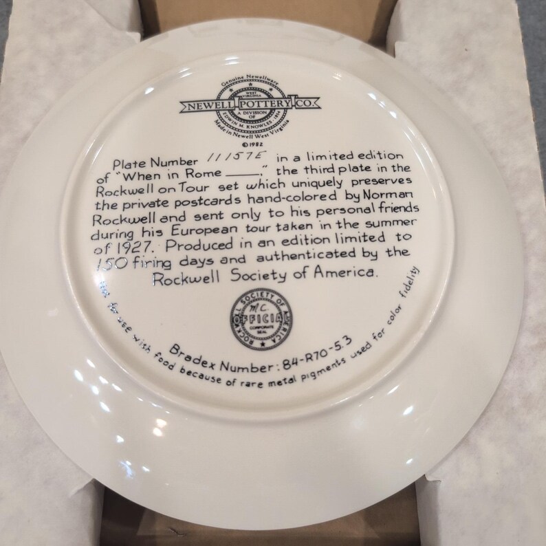 Norman Rockwell When in Rome Limited Edition Collector Plate Newell Pottery image 5