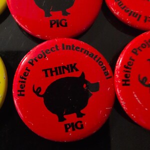 Vintage Heifer Project International Ansteckbutton-Set mit Bauernhoftieren, 16-teilig, sehr guter Zustand Bild 4