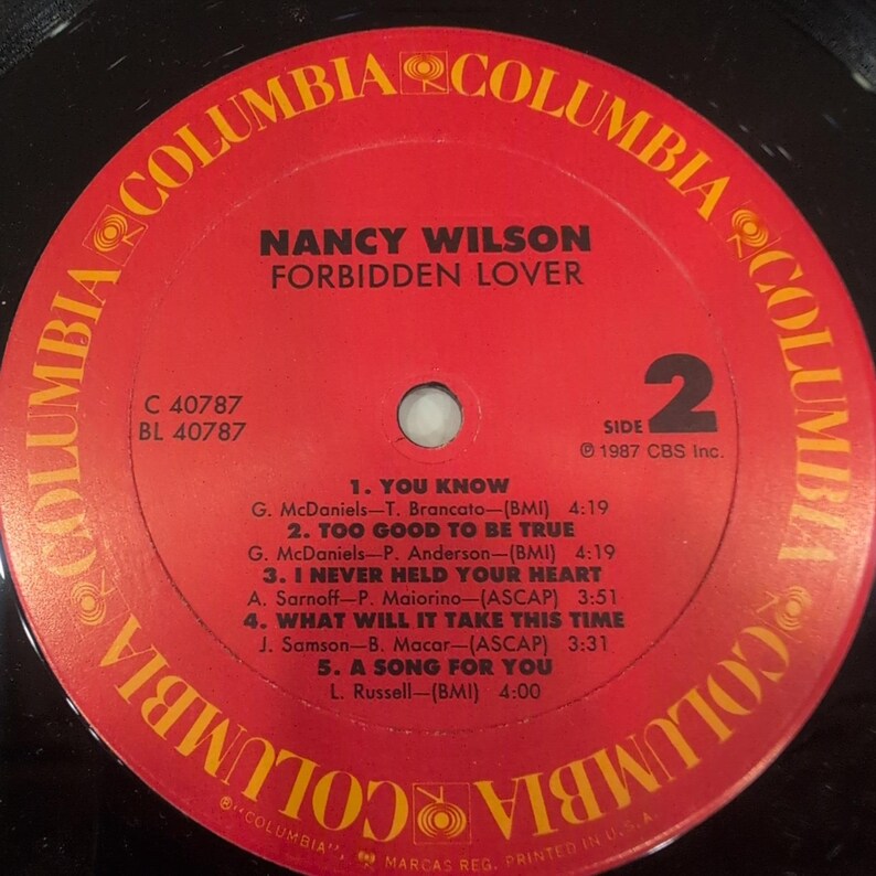 Nancy Wilson Forbidden Lover Vinyl LP Columbia C 40787 Jazz Soul 1987 Album image 6