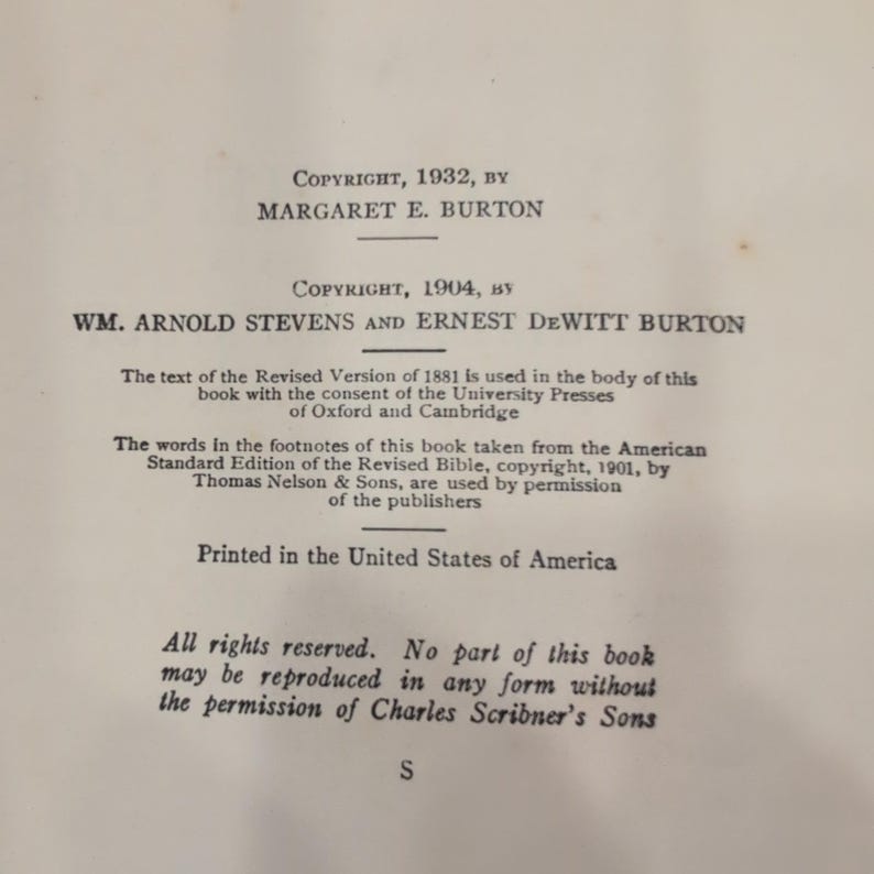 A Harmony of the Gospels for Historical Study Stevens Burton 1932 Scribner's image 6