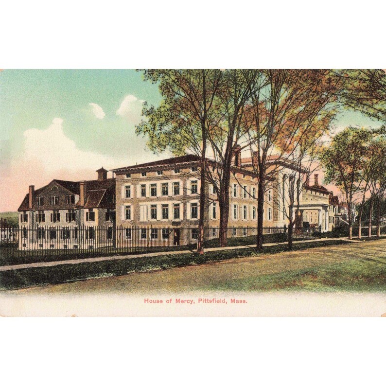 Stara pocztówka litograficzna „Dom Miłosierdzia” w Pittsfield, Massachusetts, W. J. De Vall 88315 zdjęcie 1