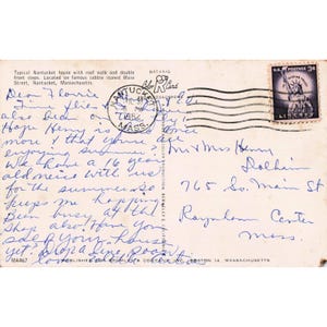 Vintage 1962 Nantucket MA Main Street House Roof Walk Postcard Bromley MA467 image 2
