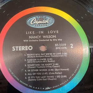 Nancy Wilson Like in Love Vinyl LP Capitol ST-1319 Billy May Orchestra 1960 image 6