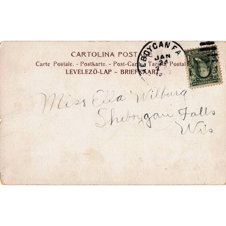 Antike Postkarte von 1907 mit dem Motiv „Peggy aus Paris“, Illustration von Ella, Sheboygan Falls, Wisconsin Bild 2