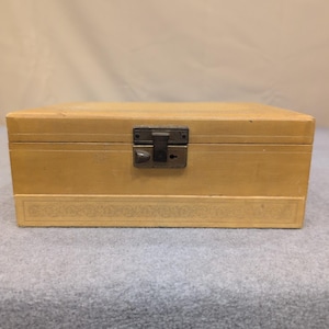 Vintage Tan Kunstleder Schmuck Box Teal Samt Futter Multi Tier Schublade Riegel Bild 1