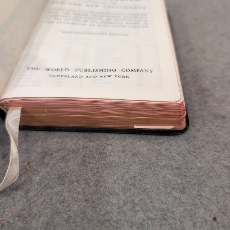 La Sacra Bibbia KJV della World Publishing Company, con lettere rosse e pronuncia automatica, in nero. immagine 7