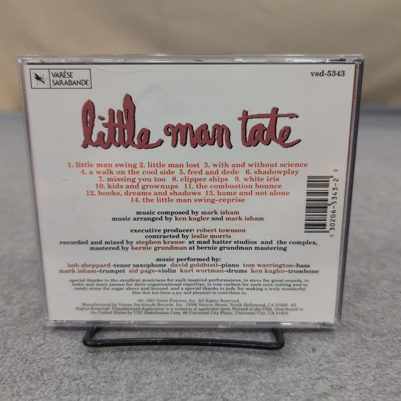 Little Man Tate Original Motion Picture Soundtrack CD Mark Isham VSD-5343 1991 image 2