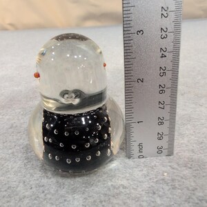 Kreiss Glass Figurine Bubble Bird Paperweight Red Eyes Black Body Handcrafted image 2