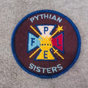 Pythian Sisters Fraternal Organization Embroidered Patch Circular Blue Maroon image 1