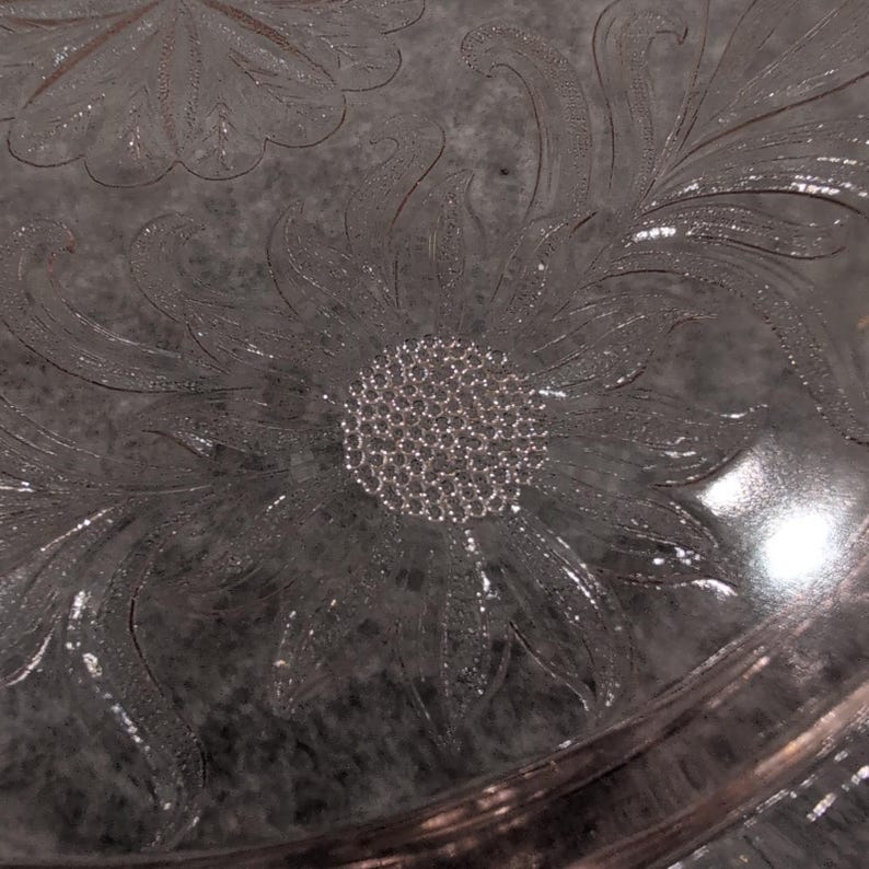 Jeannette Sunflower Pink Depression Glass 3 Footed Cake Plate Vintage 1930s image 5