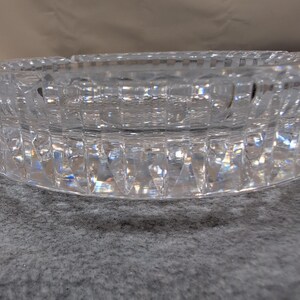 Vintage Crystal Glass Ashtray Clear Round Cut Diamond Pattern Tobacciana image 4