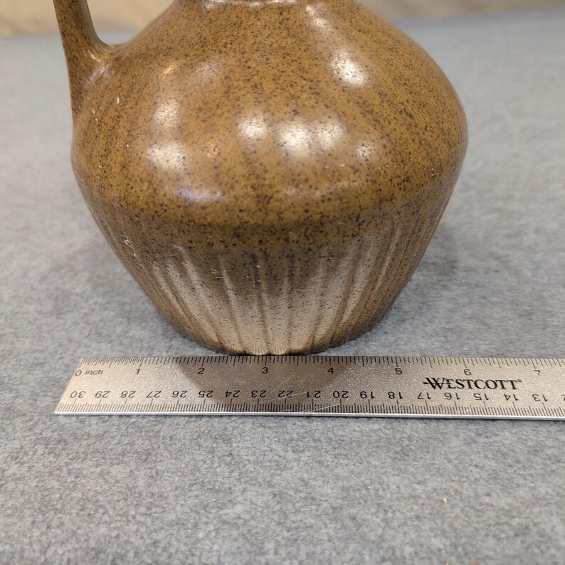 Vintage Monmouth Pottery Brown Speckled Stoneware Pitcher Maple Leaf USA image 10