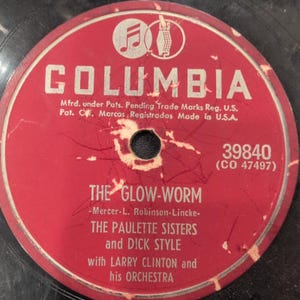 The Paulette Sisters Glow Worm Sui Sin Fa 78 RPM Columbia 39840 VG image 1