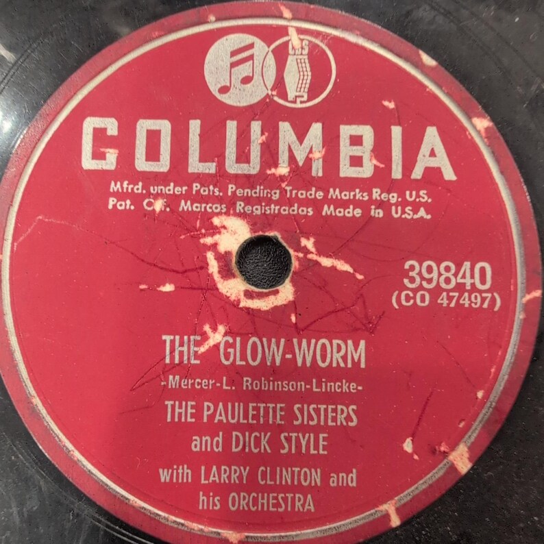 The Paulette Sisters Glow Worm Sui Sin Fa 78 RPM Columbia 39840 VG image 1