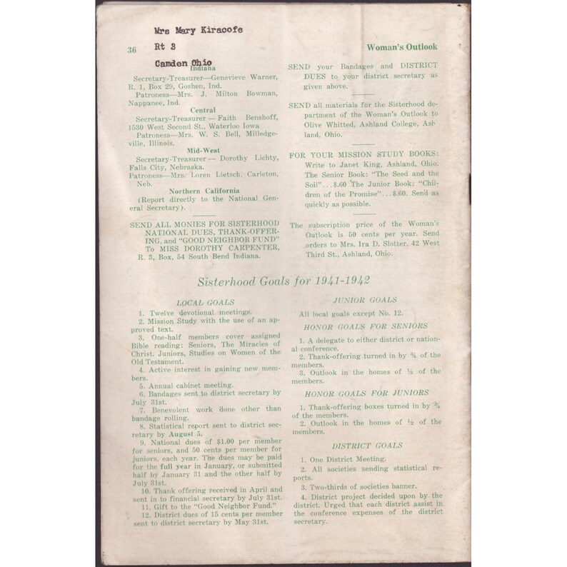 Vintage Woman's Outlook Magazine December 1941 Brethren Church Christmas Issue image 2