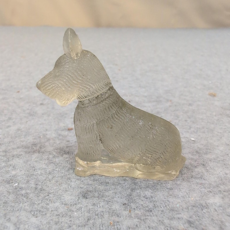 Vintage Miniature Translucent Glass Scottie Dog Figurine Scottish Terrier Decor image 1
