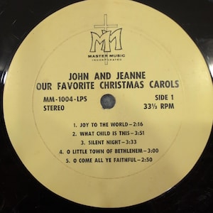 John und Jeanne Unsere Lieblings-Weihnachtslieder Vinyl LP Master Music MM-1004-LPS Bild 1