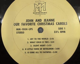 John and Jeanne Our Favorite Christmas Carols Vinyl LP Master Music MM-1004-LPS