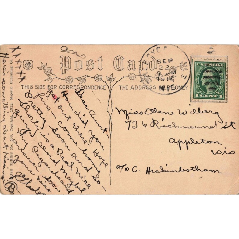 Vintage 1912 RPPC Sweetheart Germs Kissing Comic Postcard Majestic Rubbish 500 Bild 2