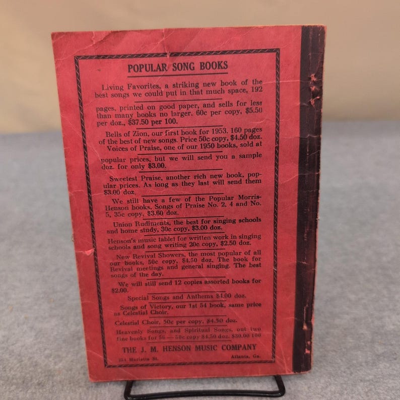 Vintage 1957 Singing In Heaven Sacred Songs Hymn Book J. M. Henson Music Co. image 2