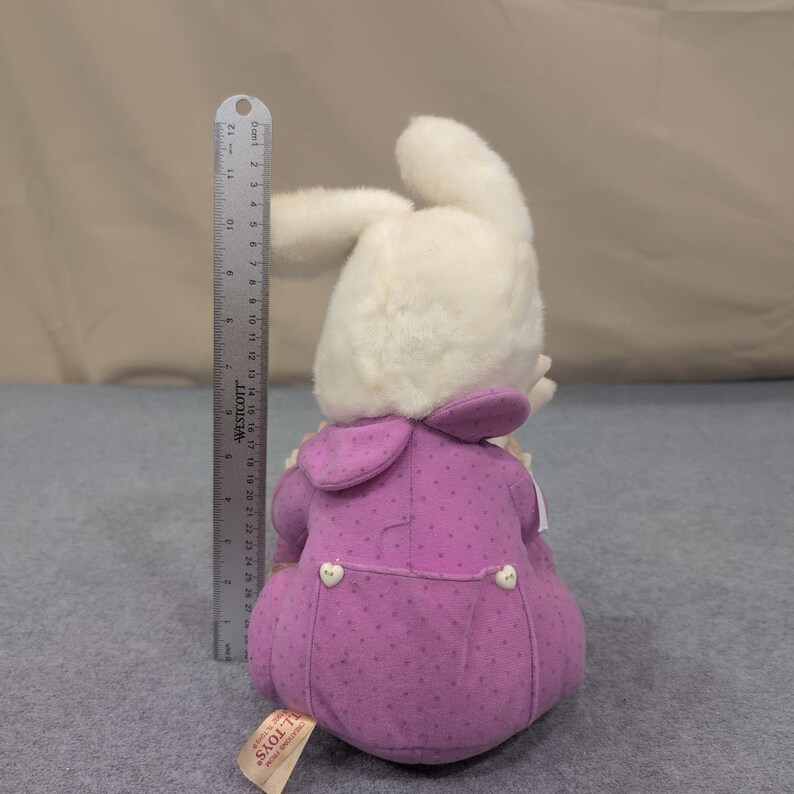 TL Toys 1992 Easter Bunny Doll Purple Outfit Plush Bunny Toy image 2