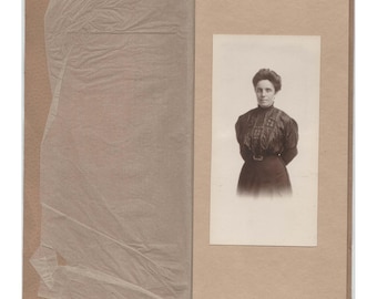 Antique Edwardian Woman Studio Portrait Photograph in Embossed Folder VG