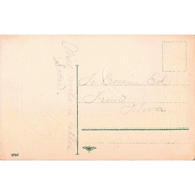 Vintage Ostergrußkarte mit geprägten Hühnern, Hähnen und Eiern, Deutschland 0702 Bild 2