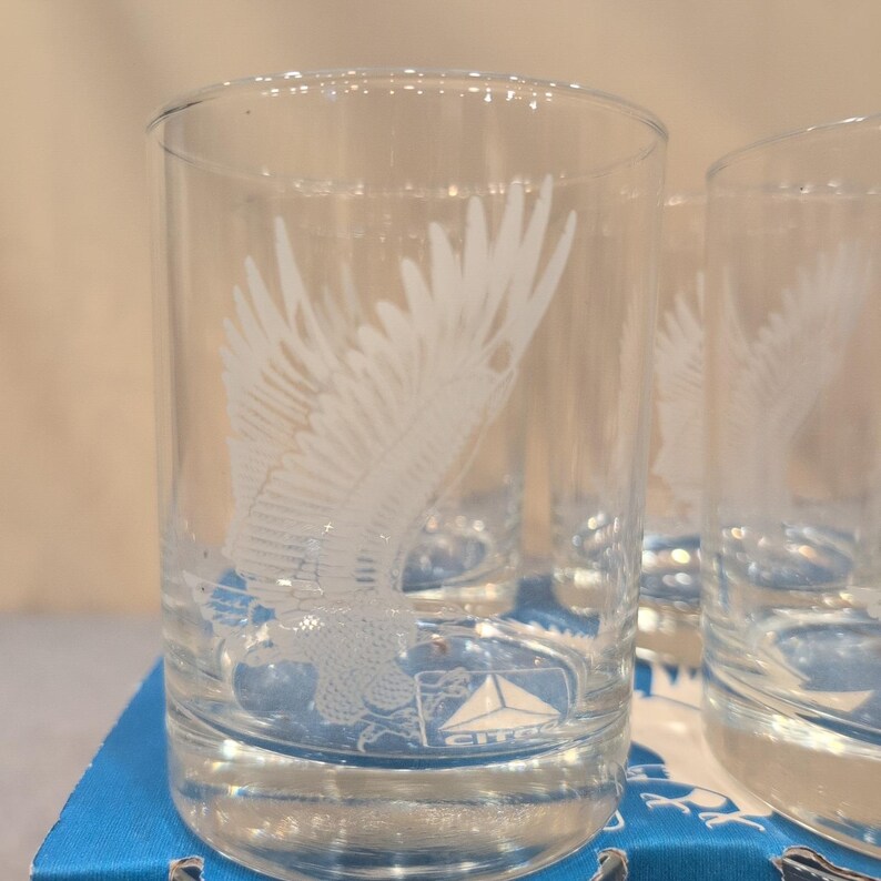 Citgo Etched Eagle Clear Glass Tumblers Set of 8 Promotional Barware image 2