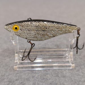 Vintage Rebel Racket-Shad Fishing Lure Silver Black Fish Eye Hard Bait image 1