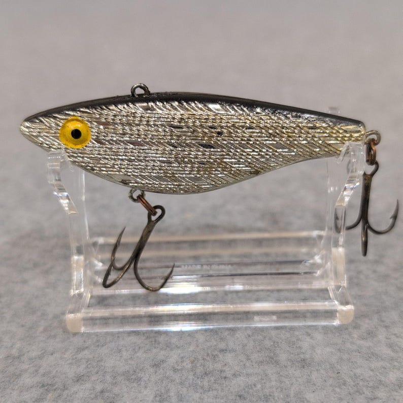 Vintage Rebel Racket-Shad Fishing Lure Silver Black Fish Eye Hard Bait image 1