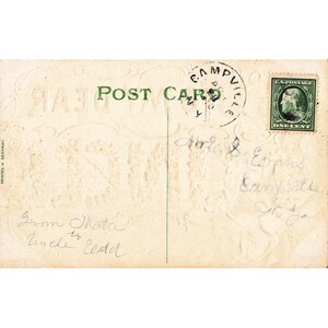 Antique Embossed Postcard To My Dear Uncle Roses Lilacs 1 Cent Franklin Stamp image 2