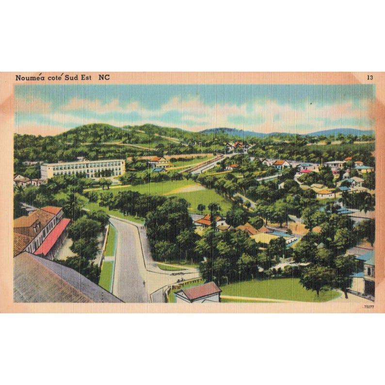 Vtg 1940's Postcard Noumea Cote Sud Est NC Scenic Landscape View New Caledonia image 1