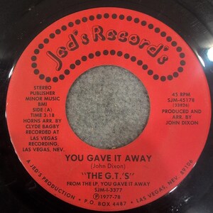 G.T.の『ユー・ガヴ・イット・アウェイ』ランニングバック 45回転レコード Jed's Record's SJM-45178 画像 1