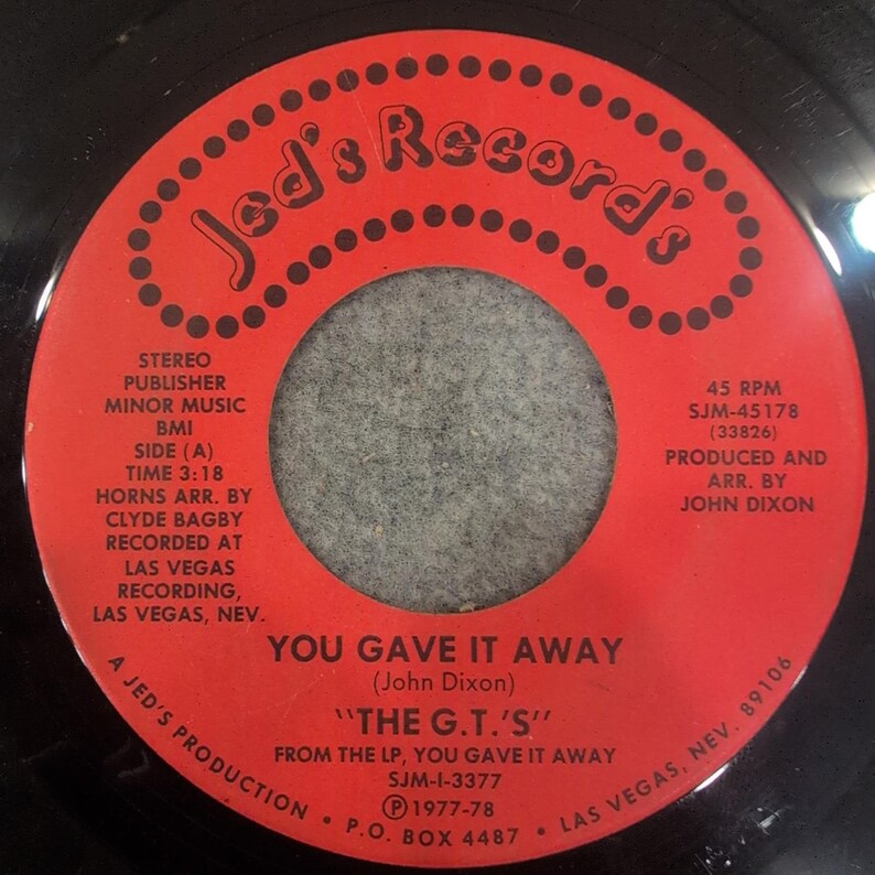 G.T.の『ユー・ガヴ・イット・アウェイ』ランニングバック 45回転レコード Jed's Record's SJM-45178 画像 1
